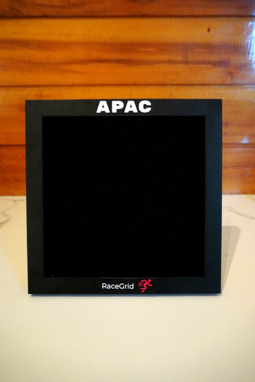 RaceGrid premium timber HYROX patch display frame 8x8 holds 6 patches