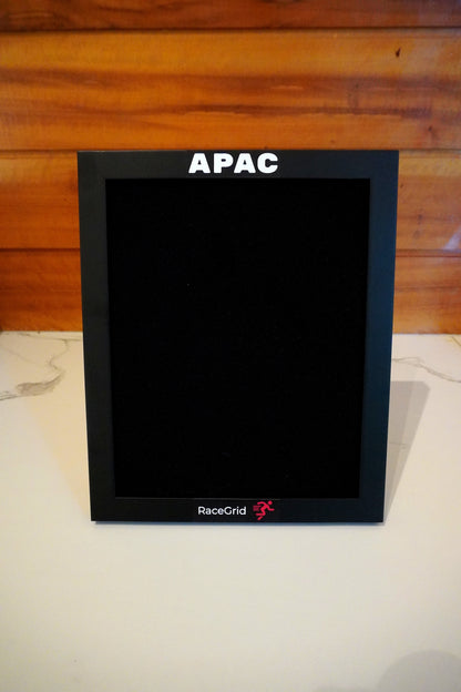 RaceGrid premium timber HYROX patch display frame 10x8 holds 8 patches